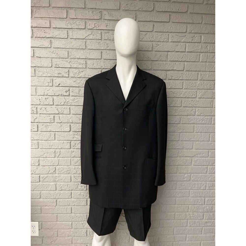 Steve Harvey Men Black Extra Fine Merino Wool Jacket Size 44R
